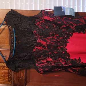Womens Red and Black Lace Dress